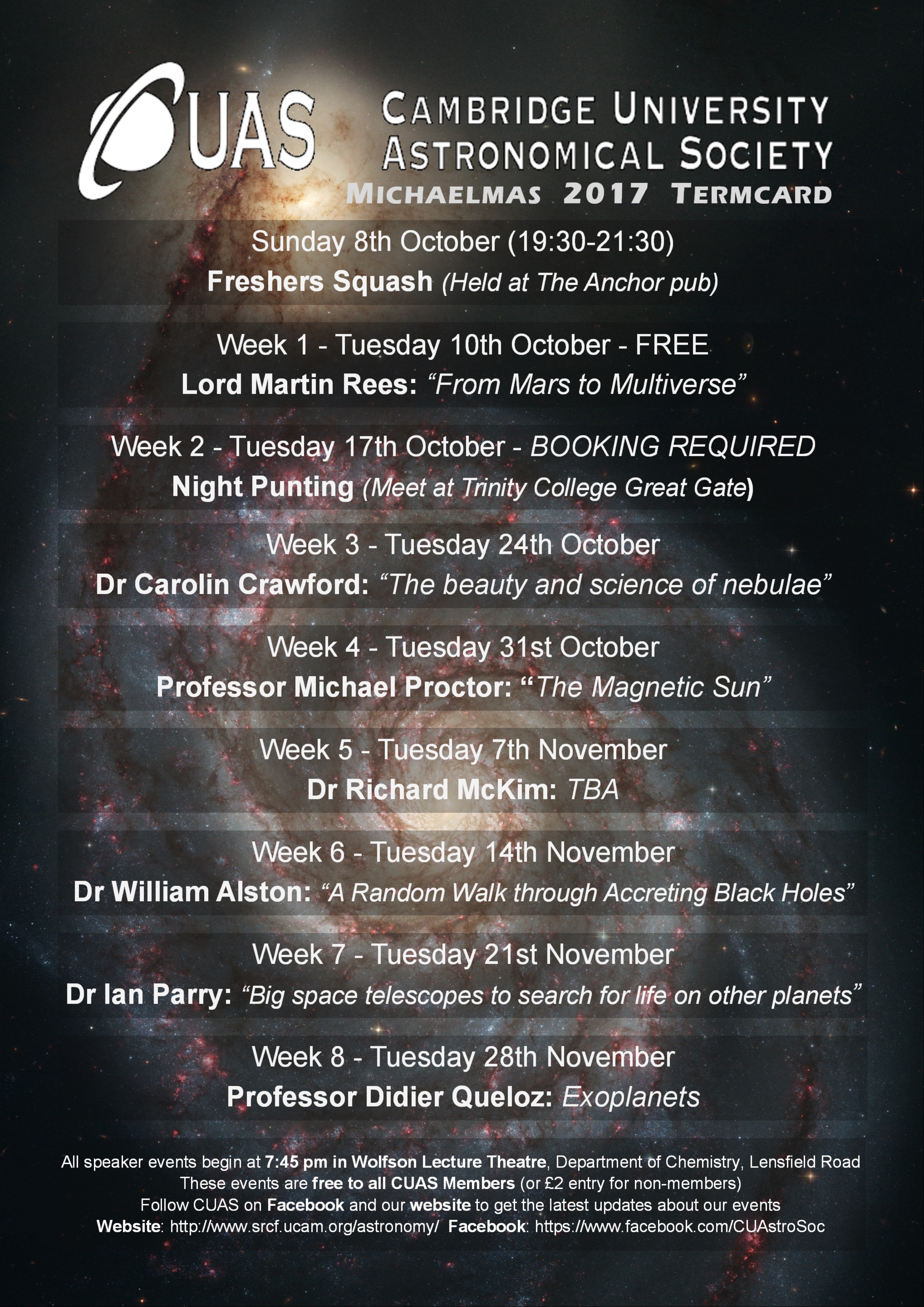 Talks Term Card Michaelmas 2017
